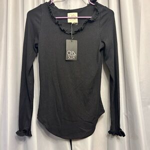 Clearance new Chaser of Bloomingdale S Tee Long sleeve Button Detail Black